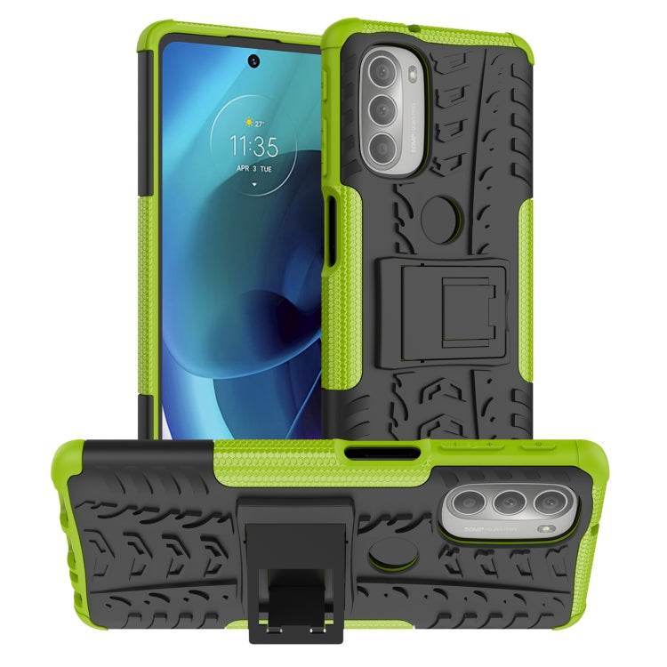 For Motorola Moto G51 5G Tire Texture TPU + PC Phone Case with Holder