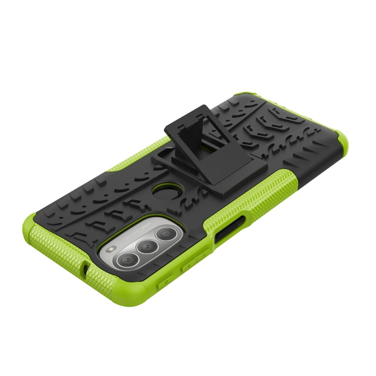 For Motorola Moto G51 5G Tire Texture TPU + PC Phone Case with Holder