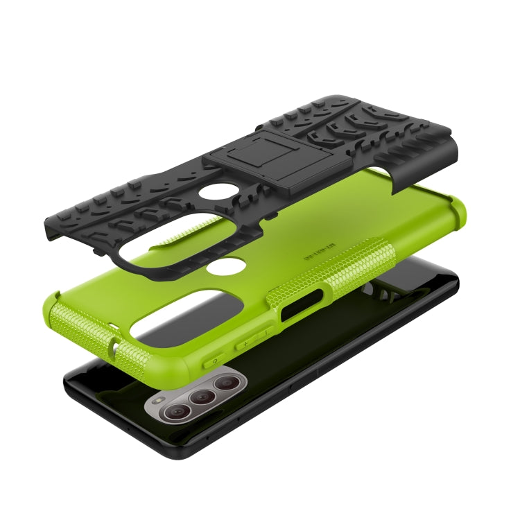 For Motorola Moto G51 5G Tire Texture TPU + PC Phone Case with Holder