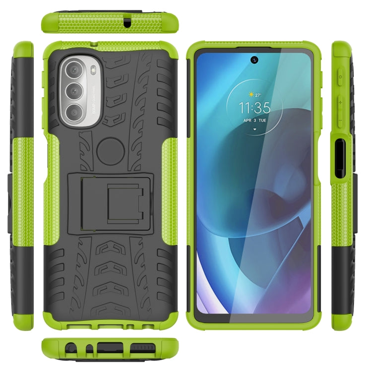 For Motorola Moto G51 5G Tire Texture TPU + PC Phone Case with Holder
