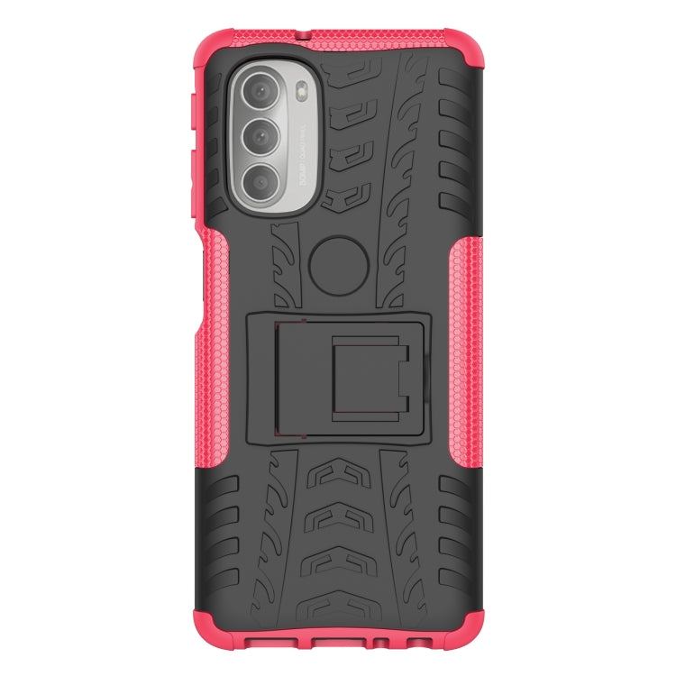 For Motorola Moto G51 5G Tire Texture TPU + PC Phone Case with Holder