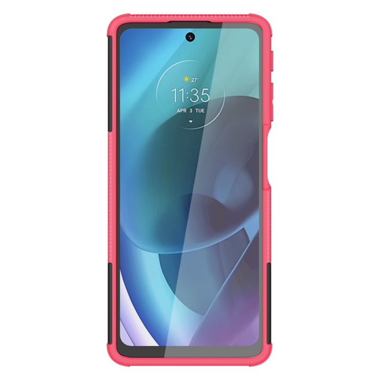 For Motorola Moto G51 5G Tire Texture TPU + PC Phone Case with Holder