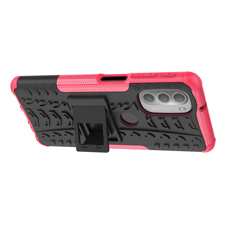 For Motorola Moto G51 5G Tire Texture TPU + PC Phone Case with Holder