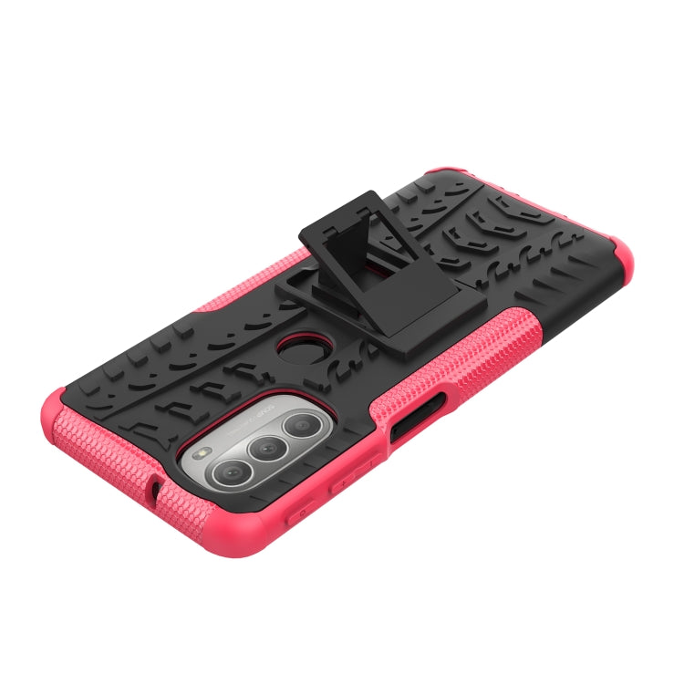 For Motorola Moto G51 5G Tire Texture TPU + PC Phone Case with Holder