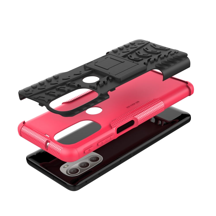 For Motorola Moto G51 5G Tire Texture TPU + PC Phone Case with Holder