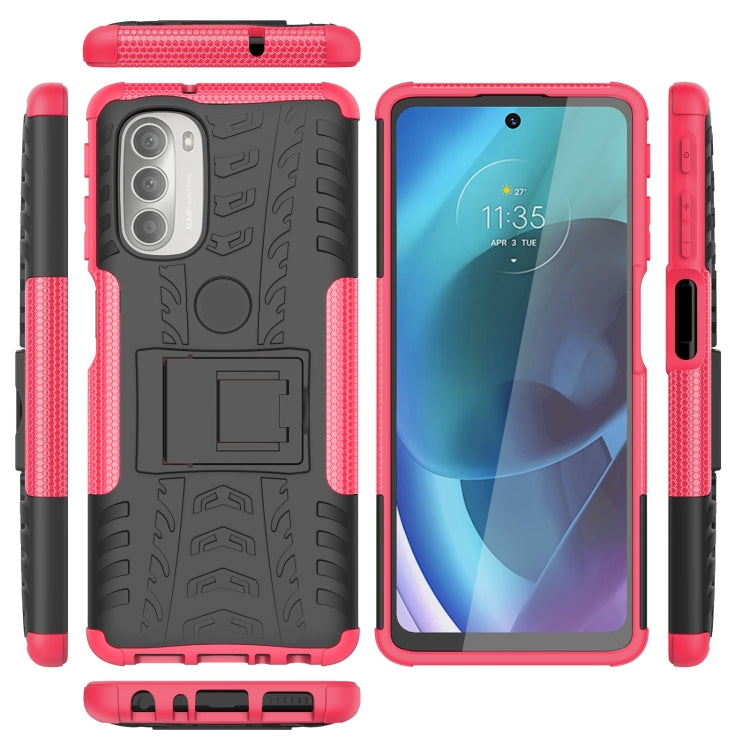 For Motorola Moto G51 5G Tire Texture TPU + PC Phone Case with Holder