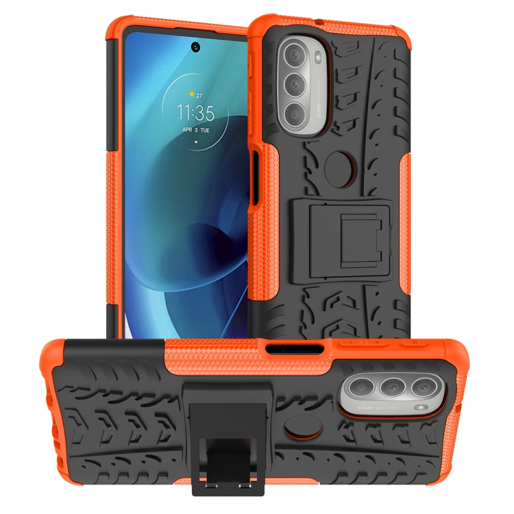 For Motorola Moto G51 5G Tire Texture TPU + PC Phone Case with Holder