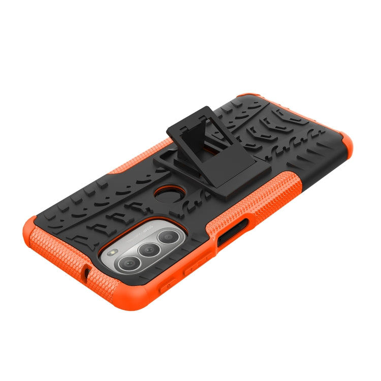 For Motorola Moto G51 5G Tire Texture TPU + PC Phone Case with Holder