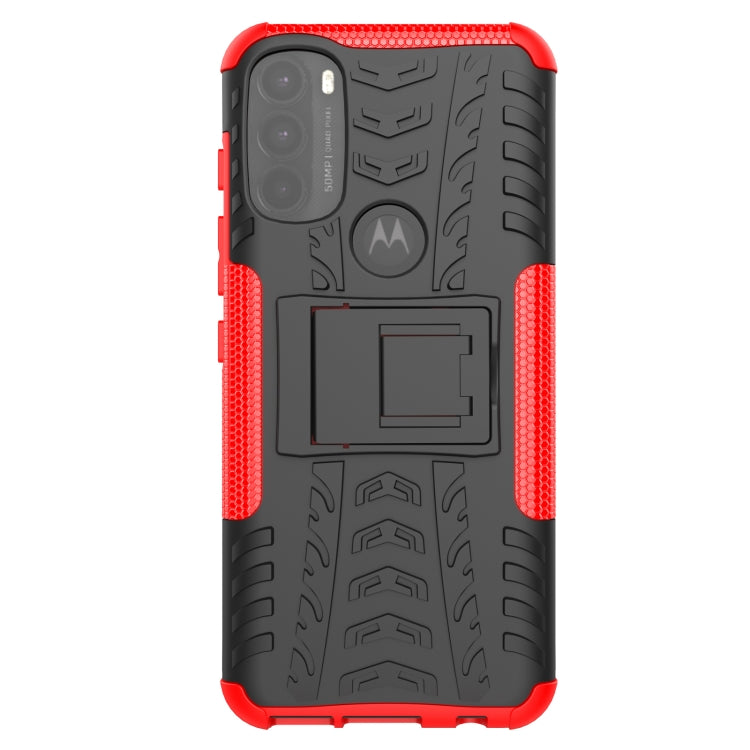 For Motorola Moto G71 5G Tire Texture TPU + PC Phone Case with Holder