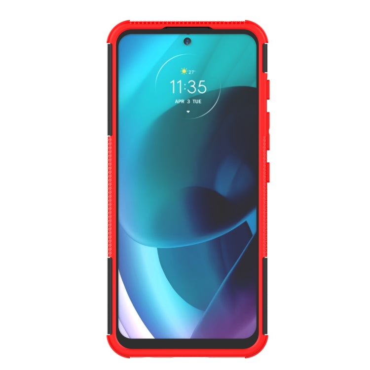 For Motorola Moto G71 5G Tire Texture TPU + PC Phone Case with Holder
