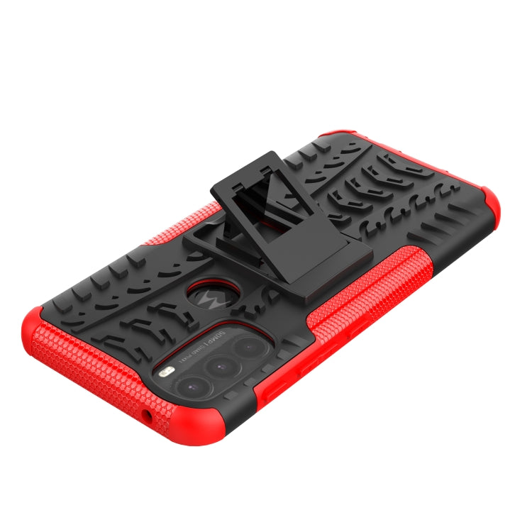 For Motorola Moto G71 5G Tire Texture TPU + PC Phone Case with Holder