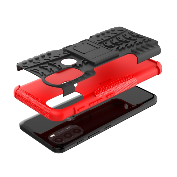 For Motorola Moto G71 5G Tire Texture TPU + PC Phone Case with Holder