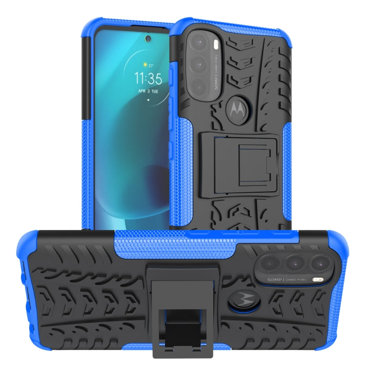 For Motorola Moto G71 5G Tire Texture TPU + PC Phone Case with Holder