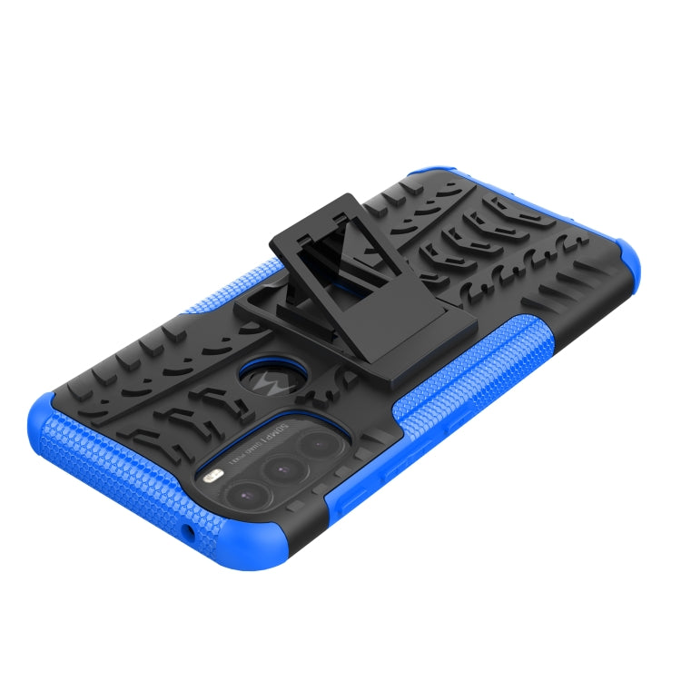 For Motorola Moto G71 5G Tire Texture TPU + PC Phone Case with Holder