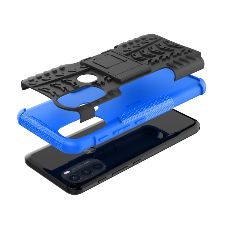 For Motorola Moto G71 5G Tire Texture TPU + PC Phone Case with Holder