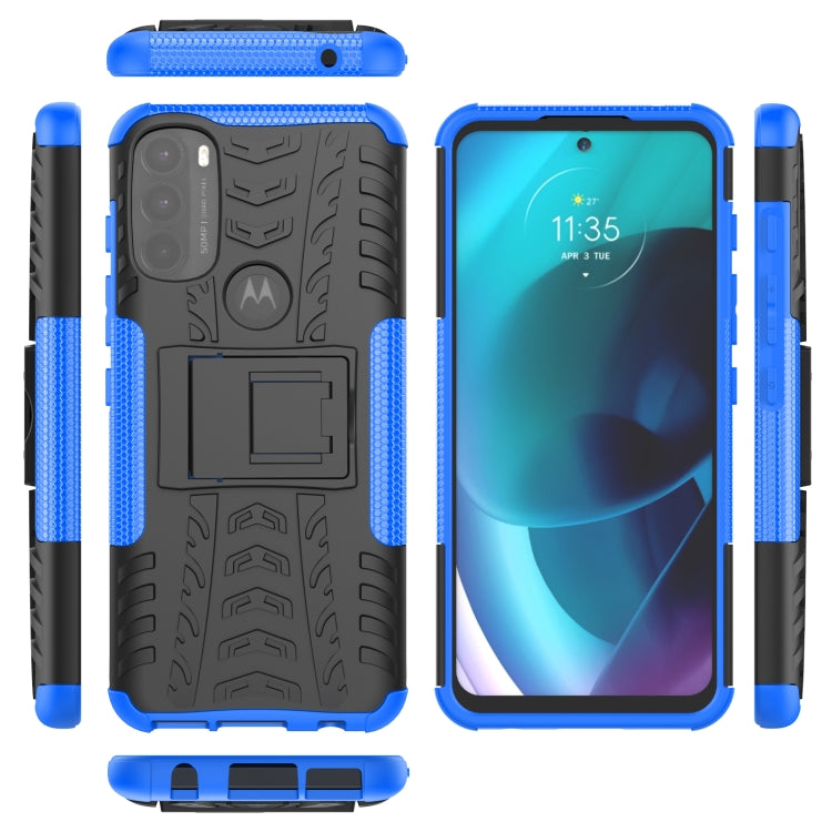 For Motorola Moto G71 5G Tire Texture TPU + PC Phone Case with Holder