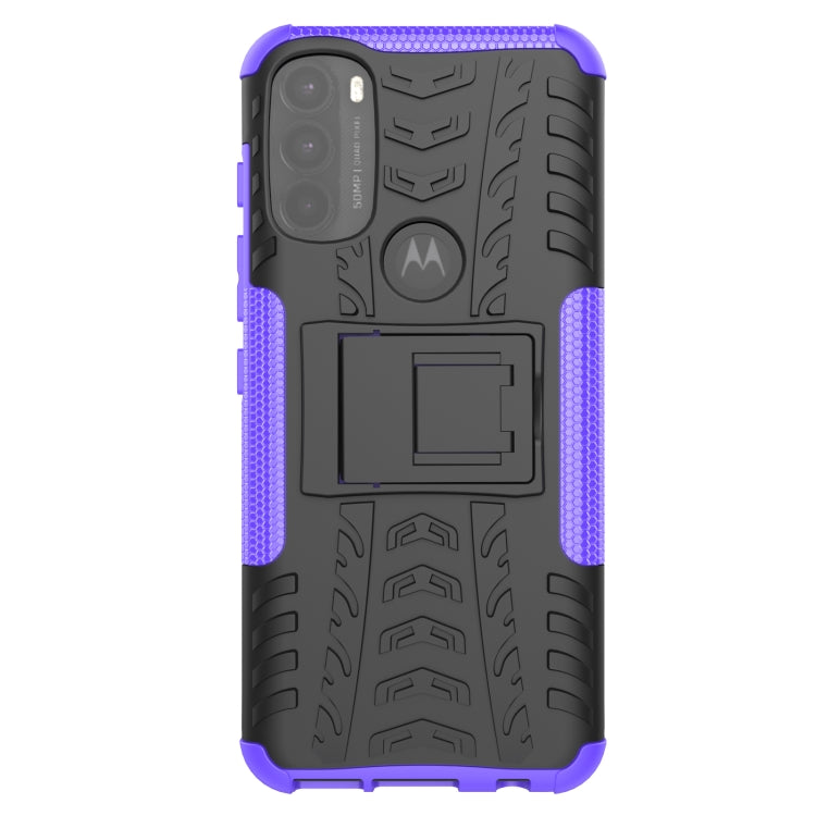 For Motorola Moto G71 5G Tire Texture TPU + PC Phone Case with Holder