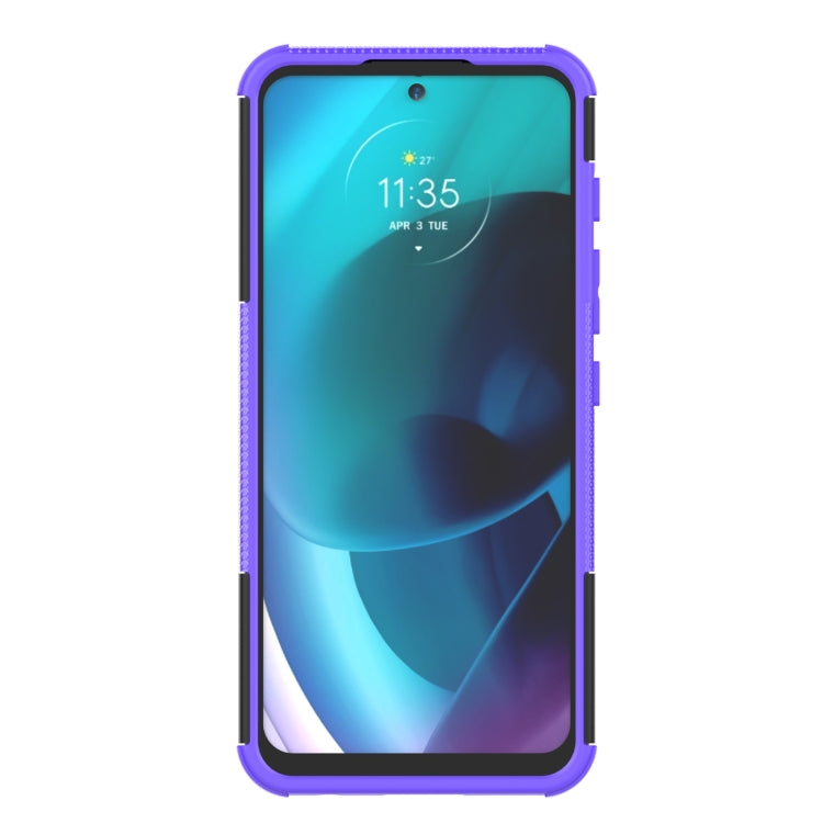 For Motorola Moto G71 5G Tire Texture TPU + PC Phone Case with Holder