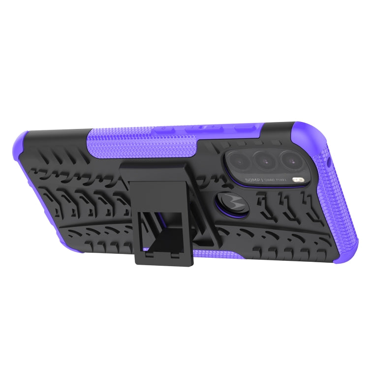 For Motorola Moto G71 5G Tire Texture TPU + PC Phone Case with Holder