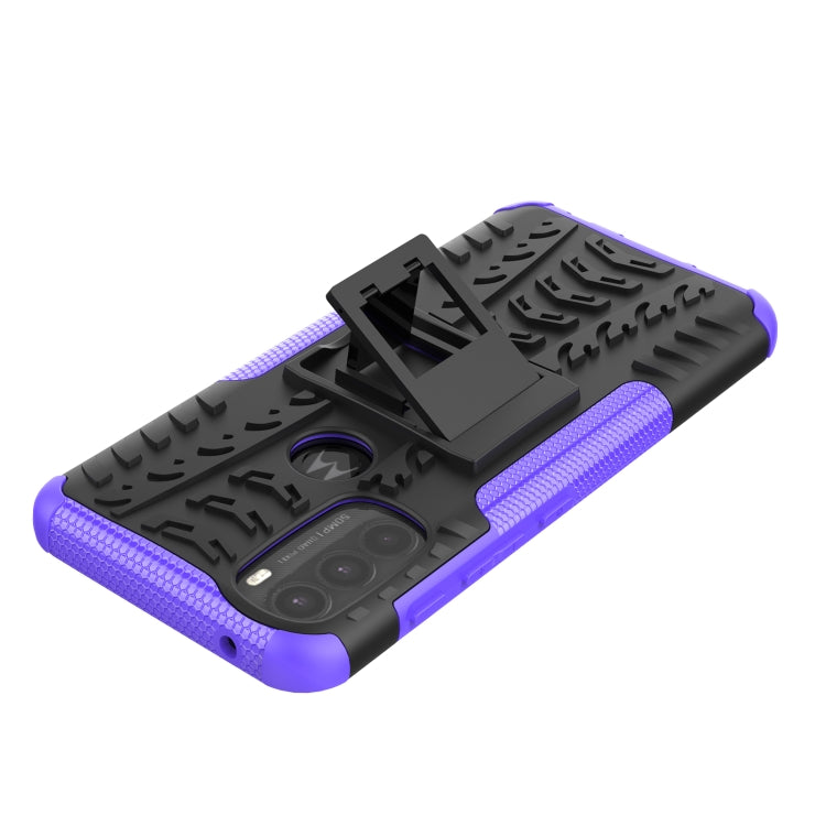 For Motorola Moto G71 5G Tire Texture TPU + PC Phone Case with Holder