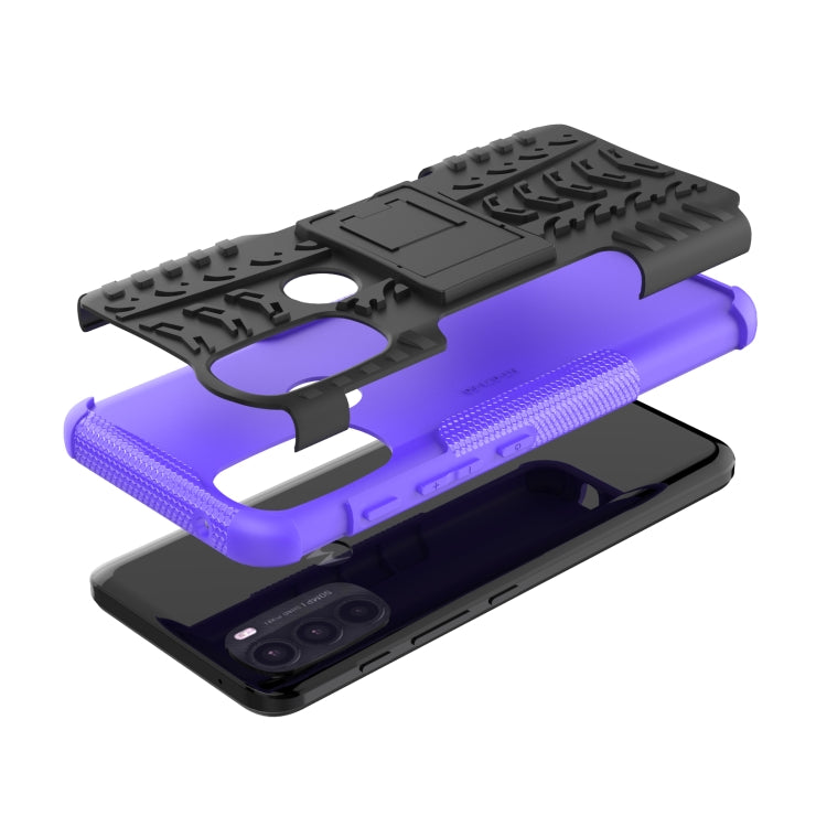 For Motorola Moto G71 5G Tire Texture TPU + PC Phone Case with Holder
