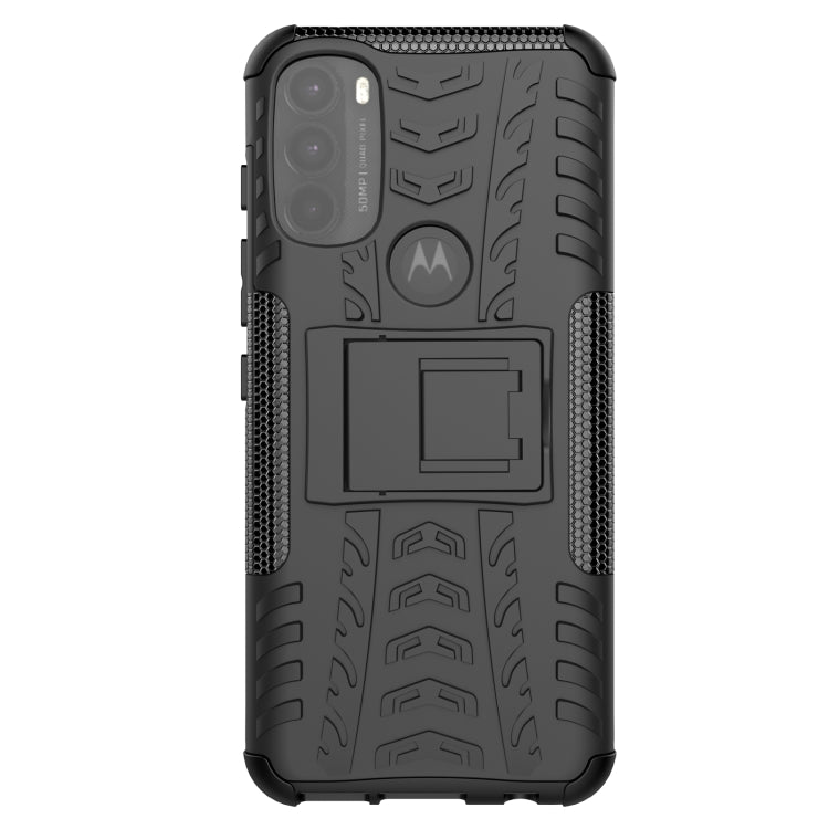 For Motorola Moto G71 5G Tire Texture TPU + PC Phone Case with Holder