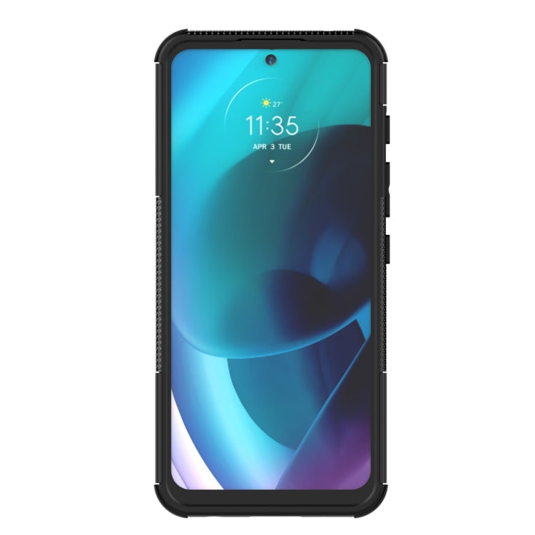 For Motorola Moto G71 5G Tire Texture TPU + PC Phone Case with Holder