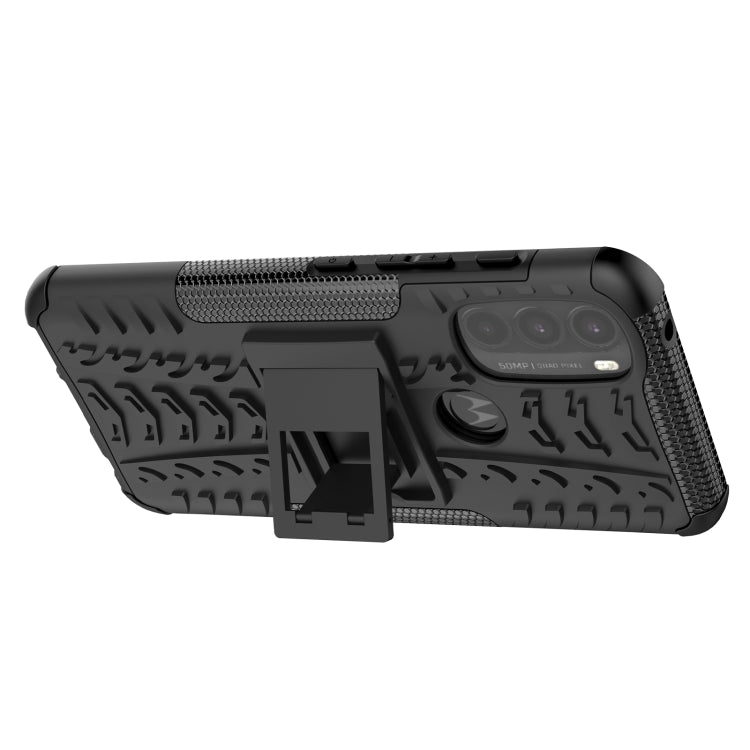 For Motorola Moto G71 5G Tire Texture TPU + PC Phone Case with Holder