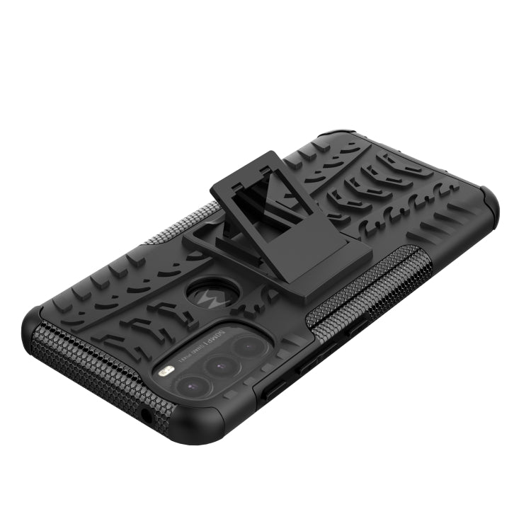 For Motorola Moto G71 5G Tire Texture TPU + PC Phone Case with Holder