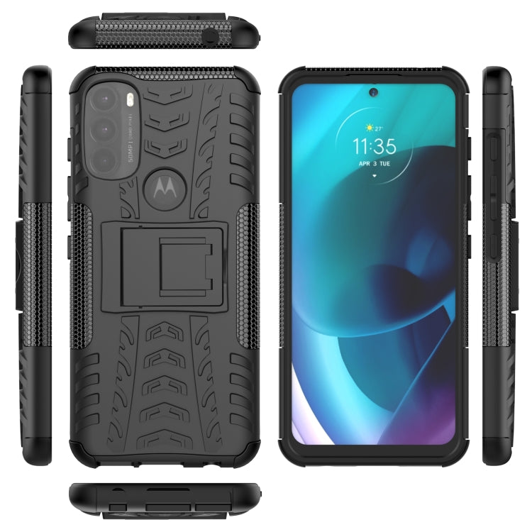 For Motorola Moto G71 5G Tire Texture TPU + PC Phone Case with Holder