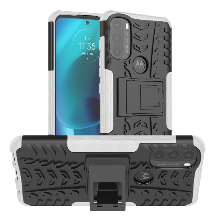 For Motorola Moto G71 5G Tire Texture TPU + PC Phone Case with Holder
