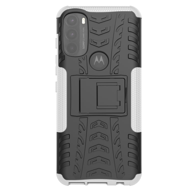 For Motorola Moto G71 5G Tire Texture TPU + PC Phone Case with Holder