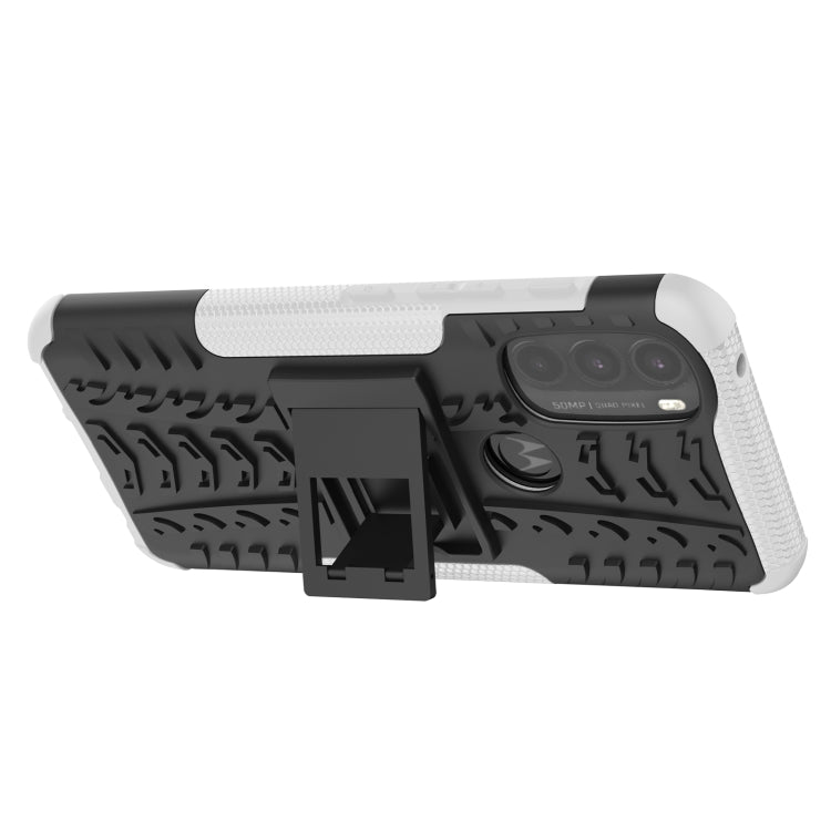 For Motorola Moto G71 5G Tire Texture TPU + PC Phone Case with Holder