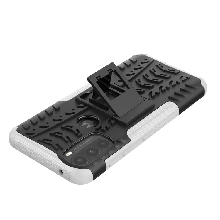 For Motorola Moto G71 5G Tire Texture TPU + PC Phone Case with Holder