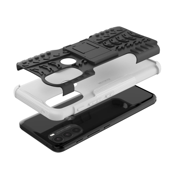 For Motorola Moto G71 5G Tire Texture TPU + PC Phone Case with Holder