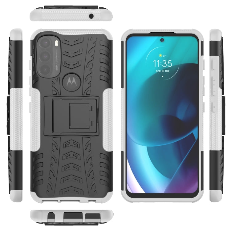 For Motorola Moto G71 5G Tire Texture TPU + PC Phone Case with Holder