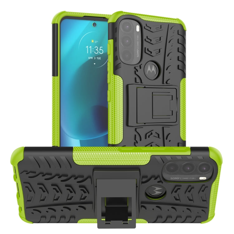 For Motorola Moto G71 5G Tire Texture TPU + PC Phone Case with Holder