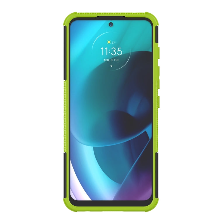 For Motorola Moto G71 5G Tire Texture TPU + PC Phone Case with Holder