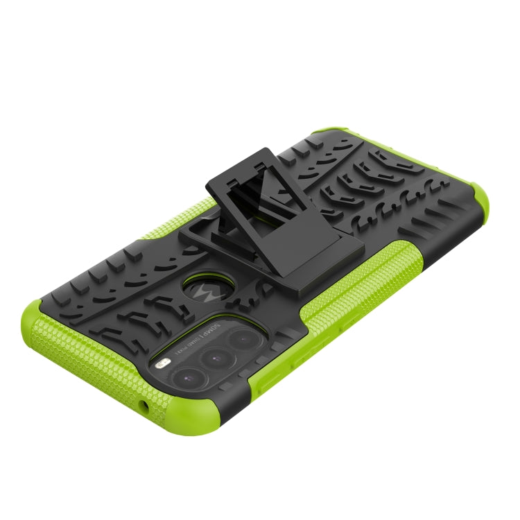 For Motorola Moto G71 5G Tire Texture TPU + PC Phone Case with Holder