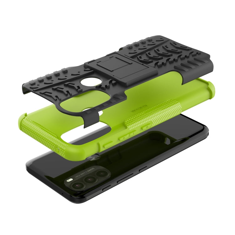For Motorola Moto G71 5G Tire Texture TPU + PC Phone Case with Holder
