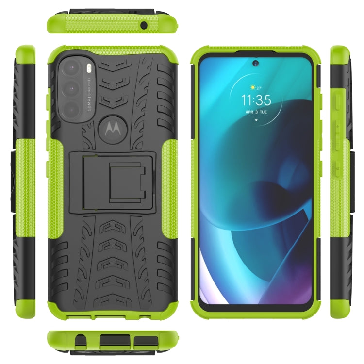 For Motorola Moto G71 5G Tire Texture TPU + PC Phone Case with Holder