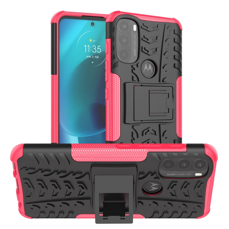 For Motorola Moto G71 5G Tire Texture TPU + PC Phone Case with Holder