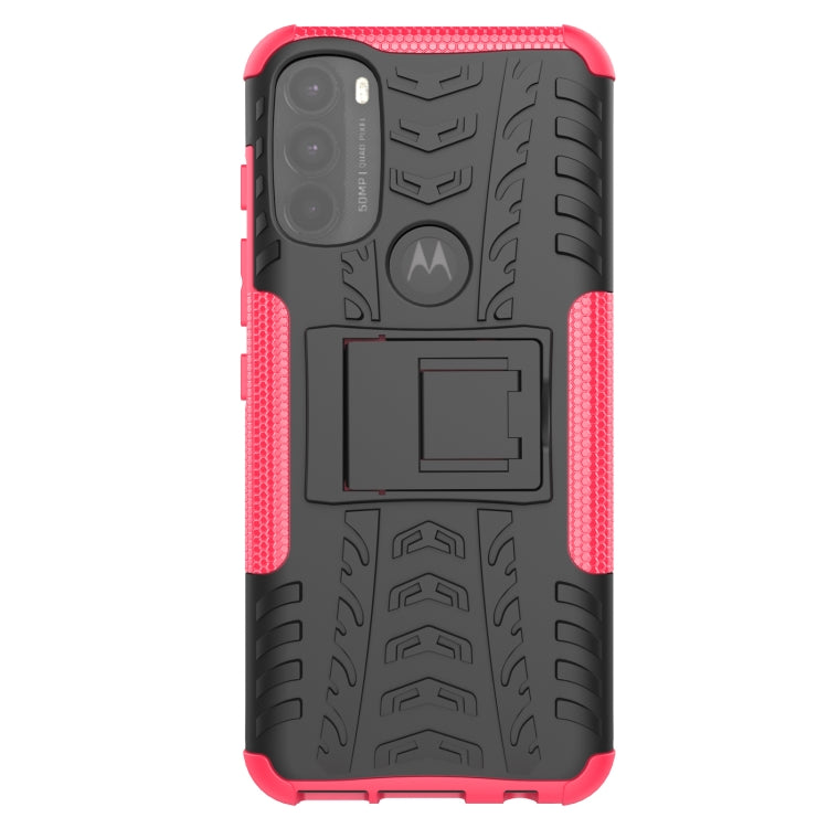 For Motorola Moto G71 5G Tire Texture TPU + PC Phone Case with Holder