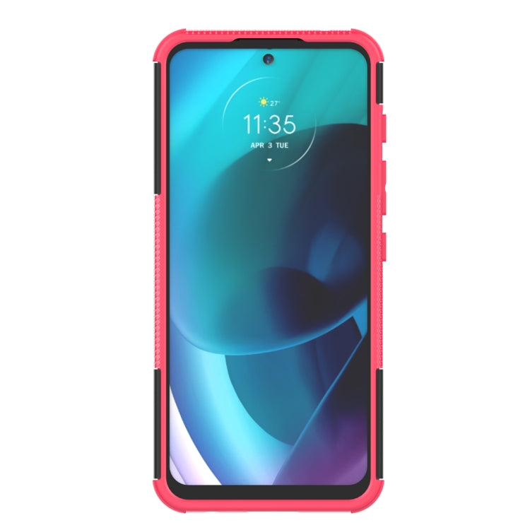 For Motorola Moto G71 5G Tire Texture TPU + PC Phone Case with Holder