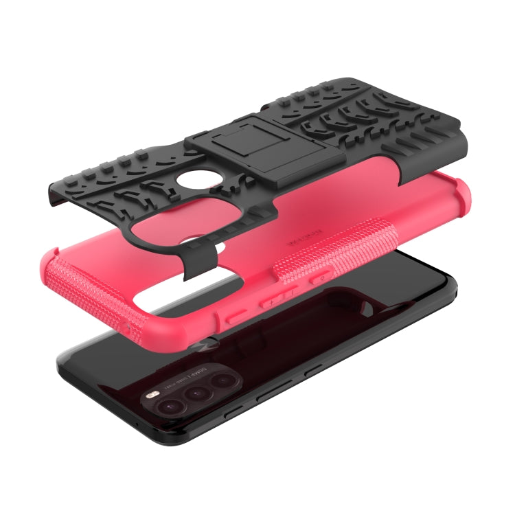 For Motorola Moto G71 5G Tire Texture TPU + PC Phone Case with Holder