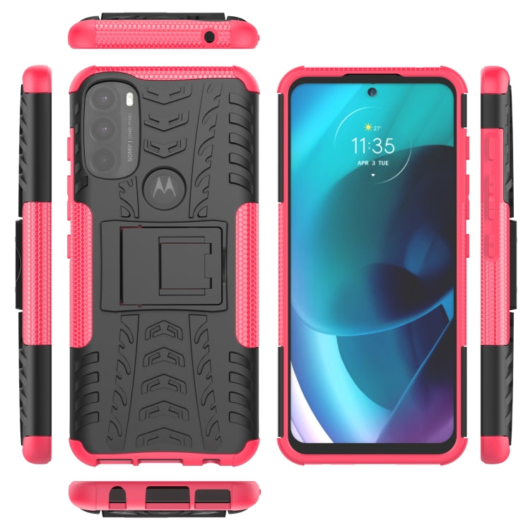 For Motorola Moto G71 5G Tire Texture TPU + PC Phone Case with Holder