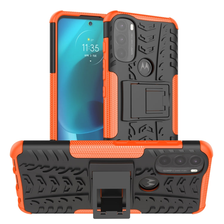 For Motorola Moto G71 5G Tire Texture TPU + PC Phone Case with Holder