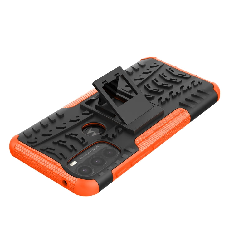 For Motorola Moto G71 5G Tire Texture TPU + PC Phone Case with Holder