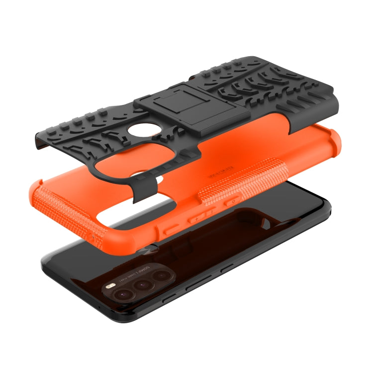 For Motorola Moto G71 5G Tire Texture TPU + PC Phone Case with Holder