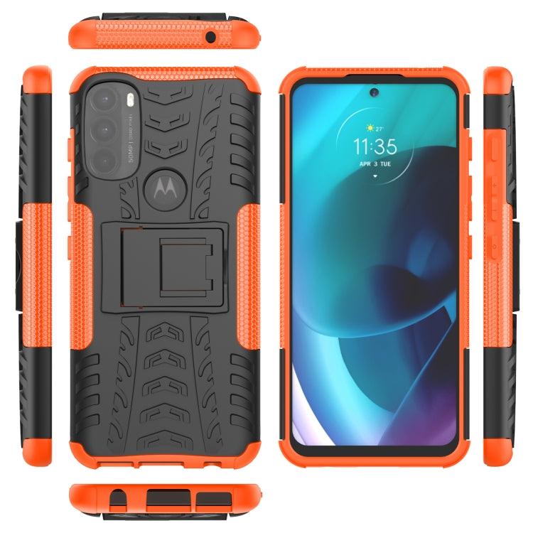 For Motorola Moto G71 5G Tire Texture TPU + PC Phone Case with Holder